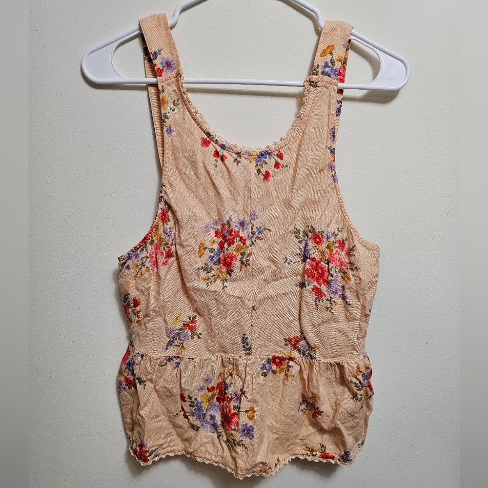 American‎ Eagle Outfitters Peach Smocked Ruffled Tank Top